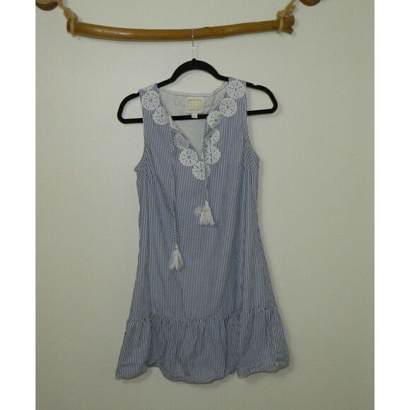 STS Sail to Sable Dress Navy White Stripe Tunic ‎ Tassels Size  X-Small - Picture 5 of 8
